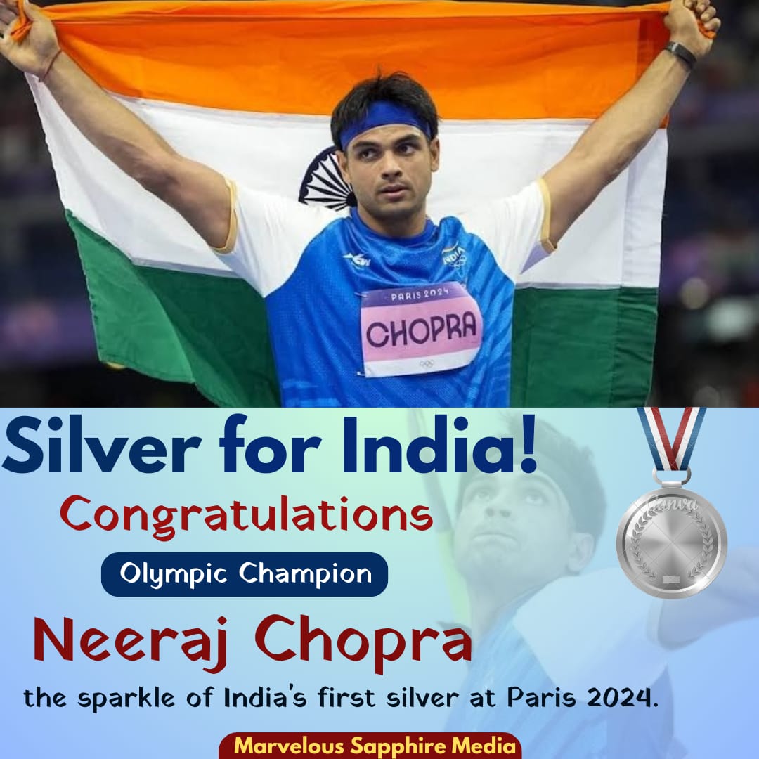 marveloussapp's tweet photo. Congratulations - @Neeraj_chopra1
बहुत बढ़िया, Shri. नीरज चोपड़ा। ओलंपिक में रजत पदक आपकी कड़ी मेहनत और प्रतिभा का प्रमाण है। आपने साबित कर दिया है कि असली हीरो वे हैं जो चुनौतियों का सामना करते हैं और शीर्ष पर पहुंचते हैं #parisolympics 🇮🇳🇮🇳🇮🇳 https://t.co/TRKTRwH5qs