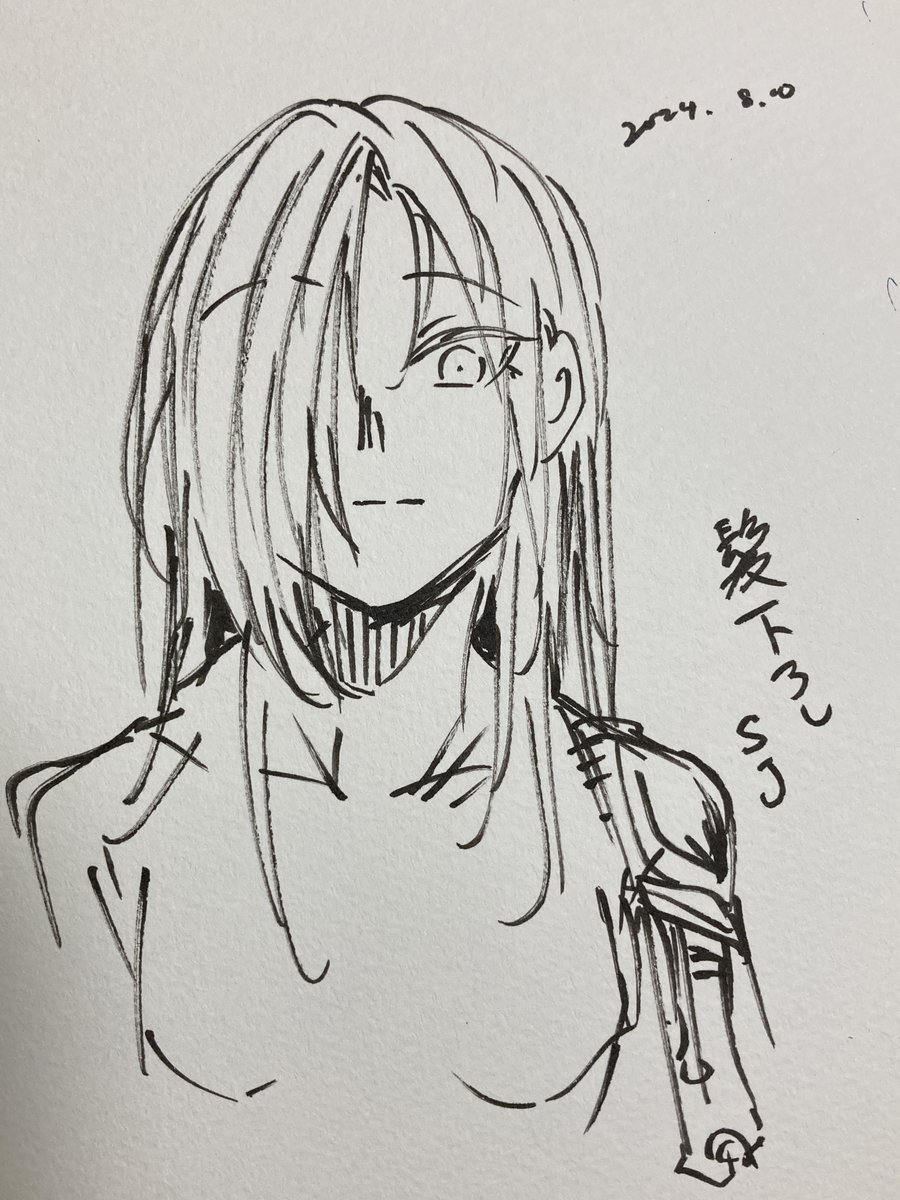 髪下ろしSJ一発描き
 #すだちの創作キャラ 