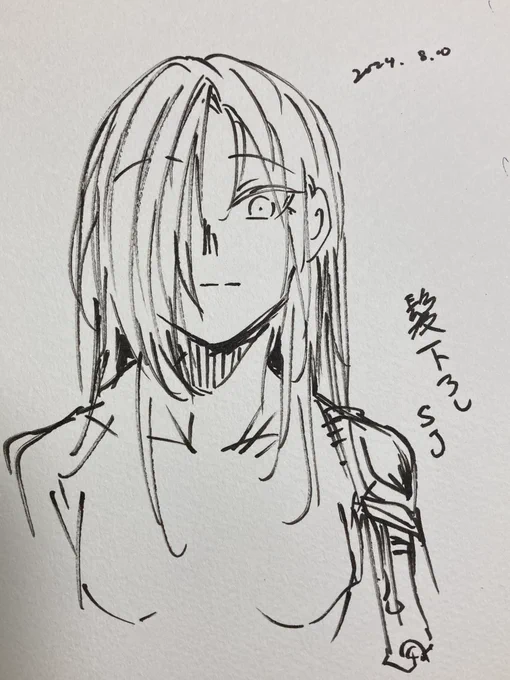 髪下ろしSJ一発描き
 #すだちの創作キャラ 