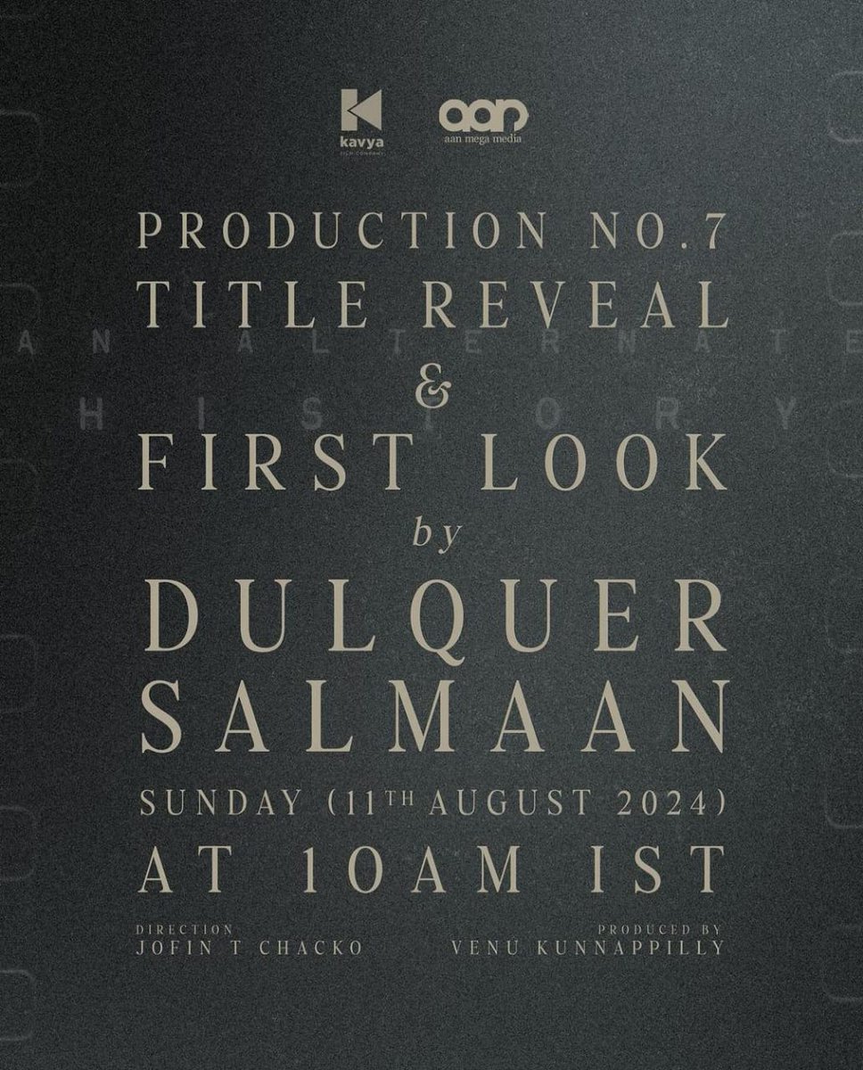 FrinilF's tweet photo. Title Reveal & First Look By Dulquer Salman on Tomorrow 10AM!!
#AsifAli - #JofinTChacko - #KavyaFilms https://t.co/yVh5FgFEgU