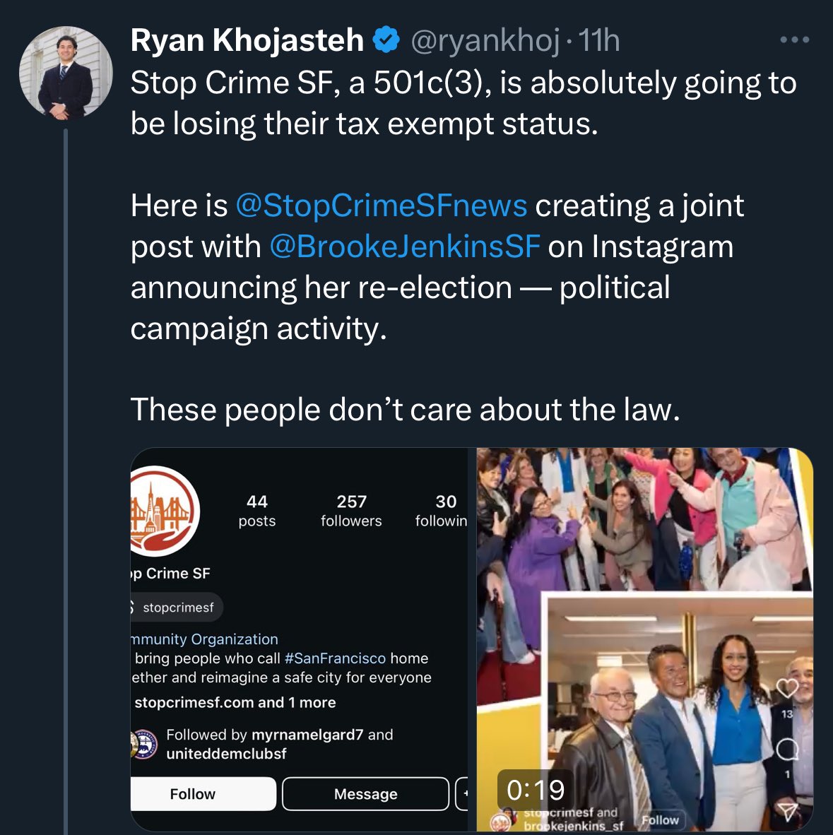 safersfnoboudin's tweet photo. .@ryankhoj may be an inexperienced lawyer, but he’s really demonstrated that he’s an expert troll who doesn’t work and has unlimited time to threaten baseless ethics complaints #winningstrategy #LyinRyan https://t.co/b1pvjffx5i
