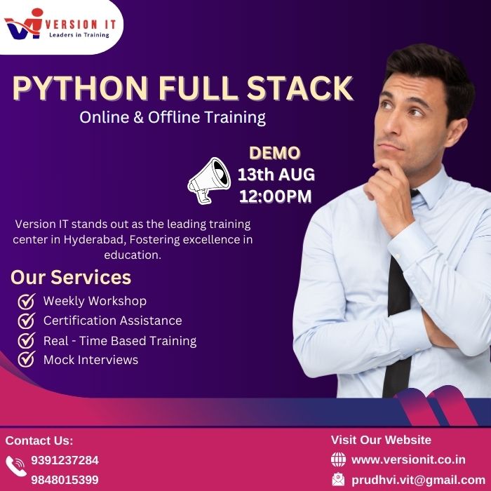 VersionitCloud's tweet image. Python Full Stack Training with Placement Assistants
📷New Batch Online & Offline Demo
📷Date: 13th AUGUST 2024
📷Timing: 12:00 PM
📷Duration: 5 MONTHS
Visit Our Website: versionit.co.in/python-full-st…
#pythonfullstacktraininginhyderabad
#pythonfullstackcourse
@9391237284/9848015399
