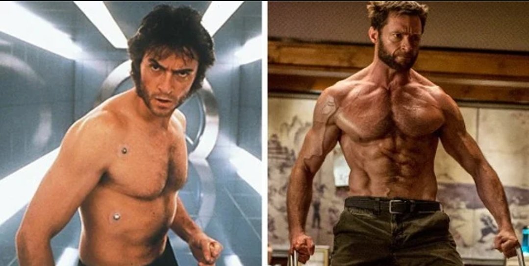 CrozzySSB's tweet image. This is a perfect example of how the perception of the ideal male physique has changed to completely unattainable.

This is Hugh Jackman in the first X-Men compared to him in Logan in 2017.

The media and social media's influence on people's body image is toxic af.