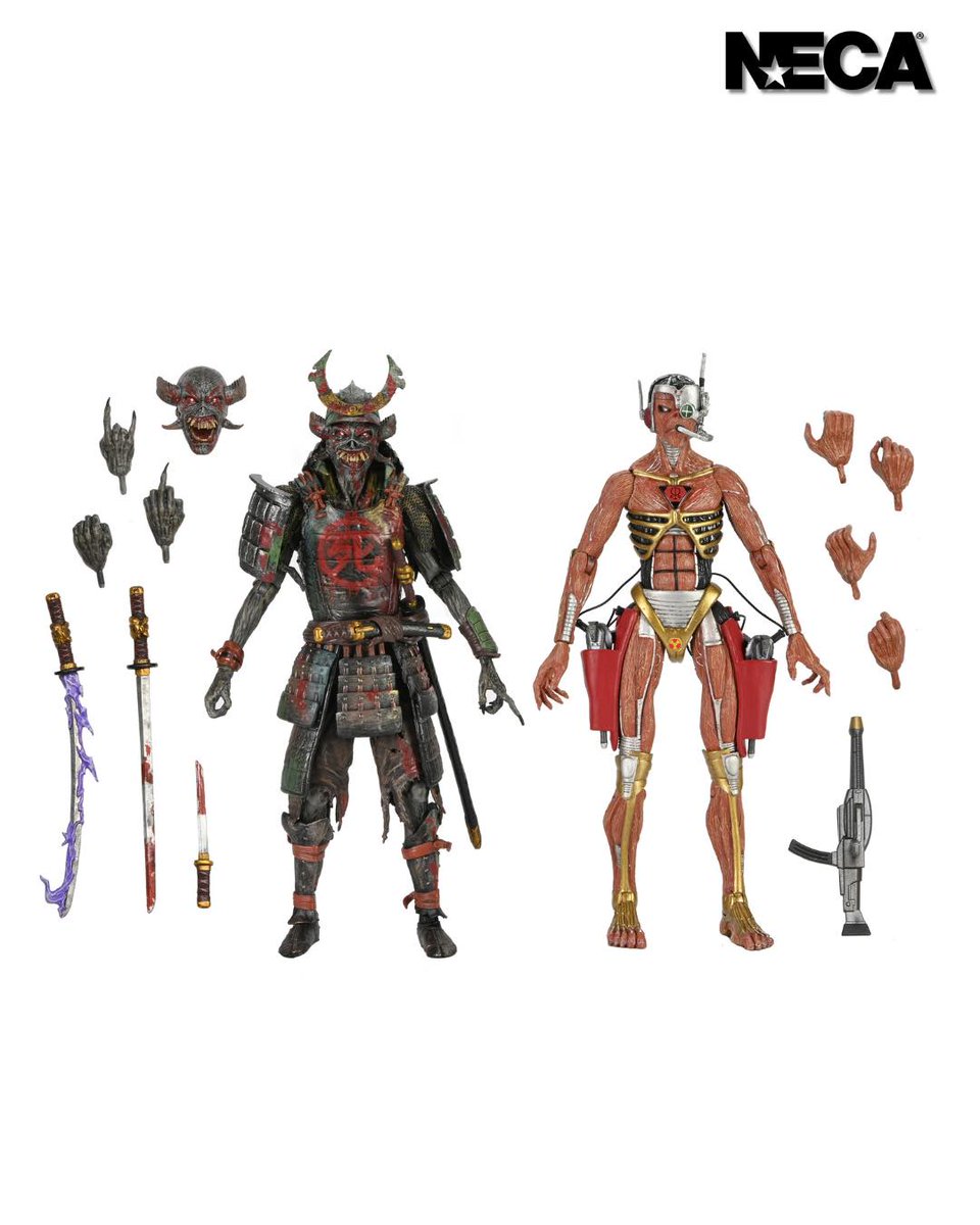 PoliplasticPod's tweet image. A los fans de @IronMaiden les han dado donde más duele con este pack del #FuturePastWorldTour de @NECA_TOYS que trae dos versiones del icónico #Eddie y que podremos tener en casa a finales de año
#SomewhereInTime #Senjutsu #CyborgEddie #NecaToys