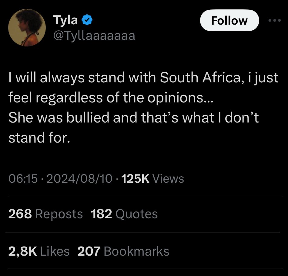 Tyla shows support for Chidimma