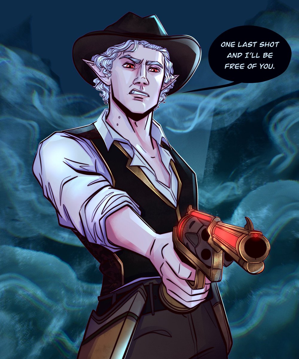 ritzeldraws's tweet image. He’s got a magic bullet with Cazador’s name on it. 
#bg3 #yallstarion