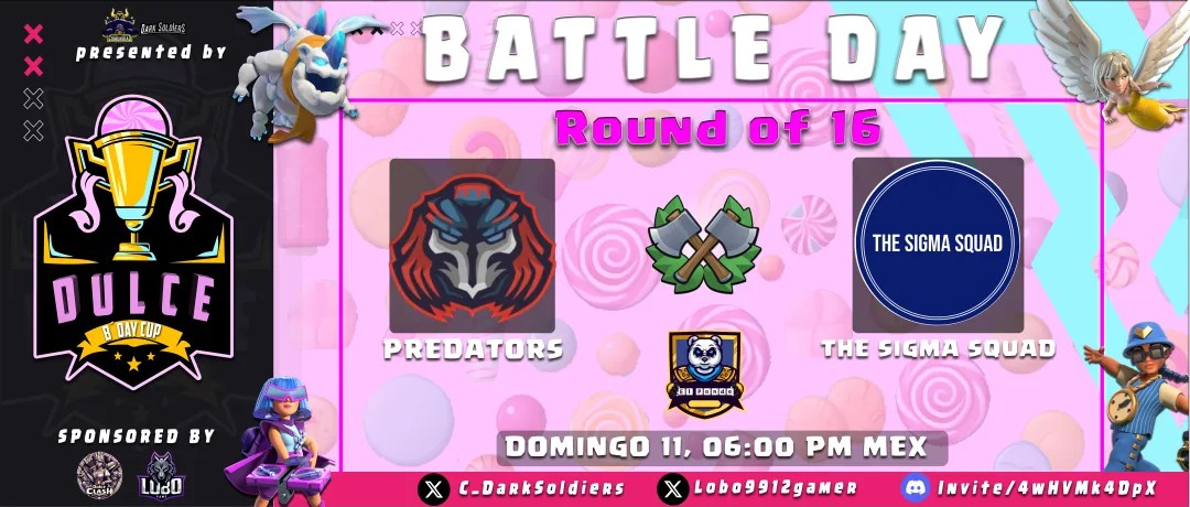 Comunidad Dark Soldiers (@c_darksoldiers) on Twitter photo DOMINGO DE STREAM 💯
DULCE CUP 🍭
INICIANDO RONDA 16⚔️
MOON EMPIRE 🆚 I.S.I FUNDATION
PREDATORS 🆚 THE SIGMA SQUAD
EN VIVO Y DIRECTO 🎦
<a href="/SoyElPandaCoC/">Soy El Panda COC</a>
twitch.tv/soyelpandacoc DOMINGO DE STREAM 💯
DULCE CUP 🍭
INICIANDO RONDA 16⚔️
MOON EMPIRE 🆚 I.S.I FUNDATION
PREDATORS 🆚 THE SIGMA SQUAD
EN VIVO Y DIRECTO 🎦
<a href="/SoyElPandaCoC/">Soy El Panda COC</a>
twitch.tv/soyelpandacoc