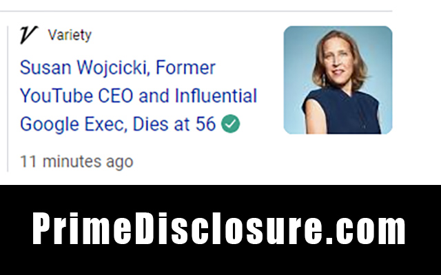 PaulGoldEagle's tweet photo. 🚨 Breaking guantanamo alert!!! 🚨

crimes against humanity!

Former YouTube CEO Susan Wojcicki Has Died, Google CEO Says

Susan Wojcicki, Former YouTube CEO and Influential Google Exec, Dies at 56

many more to come....

#Google 
#SusanWojcicki
#youtubeceo
#death 

https://t.co/aDauSzxAWn
