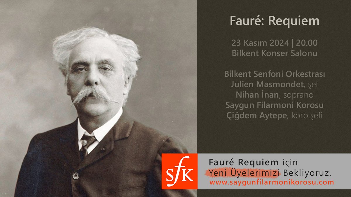 Fauré'nin Requiem'i, bu alandaki başyapıtların yanında, huzur dolu ve lirik atmosferiyle bambaşka bir konumda yer alır.

Ölümün bir rahatlama, belki de kavuşma olduğunu hissettiren bu ışık dolu yapıtı bizlerle seslendirmek isterseniz, bilgiler sitemizde:
saygunfilarmonikorosu.com/bize-katilin