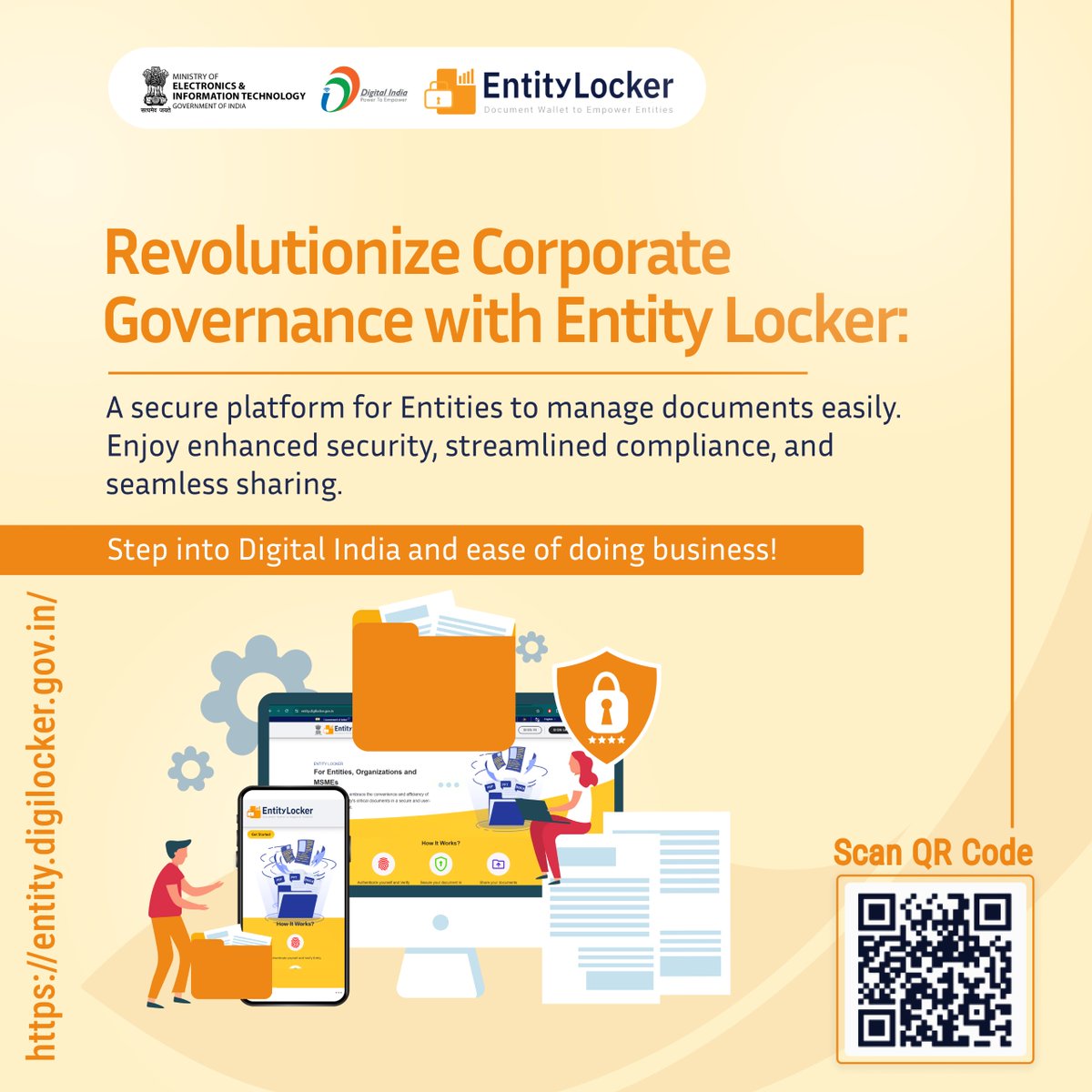 digilocker_ind's tweet image. Entity Locker: A secure platform for Entities to manage documents easily. Enjoy enhanced security, streamlined compliance and seamless sharing. Unleash the power of #DigitalIndia. Sign up Now entity.digilocker.gov.in #Entitylocker