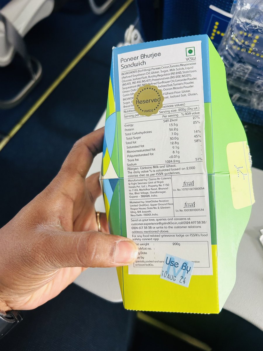 vishumain's tweet photo. Before eating food from Indigo flight, check the food very carefully.
Today a hair came out of my food sandwich.
Date - 10/08/24
Flight no - 6E 5079 @IndiGo6E @DGCAIndia  @RamMNK @MoCA_GoI @writer7368 @viveksdesire @ashukandwal https://t.co/hM5zr9M3Rj