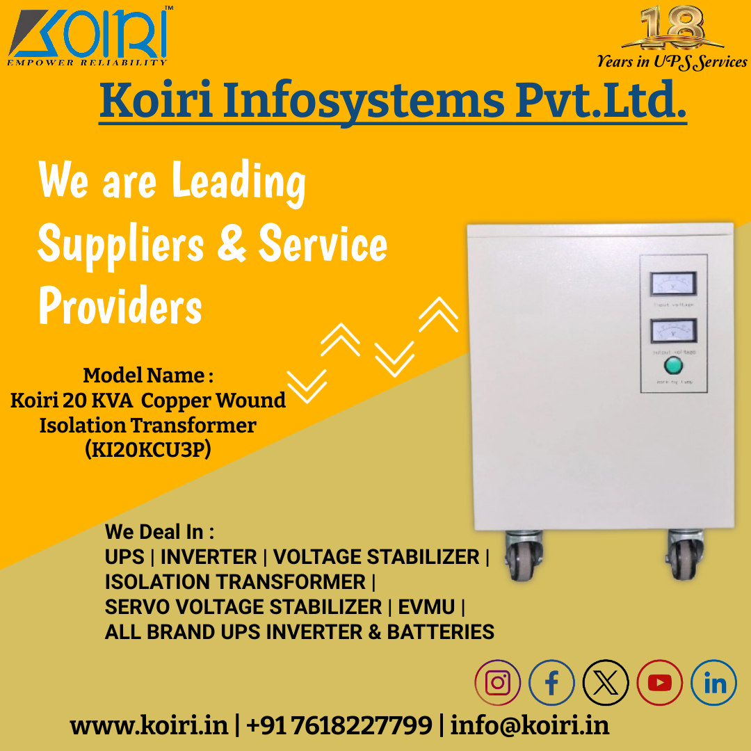 Koiri_pvt's tweet image. At KOIRI, we stand at the forefront of innovation, redefining the landscape of power solutions. Our commitment is simple yet profound: to empower individuals and businesses with seamless, and efficient power.
#koiriups
#IsolationTransformer
#transformerprotection
#bangladeshindus