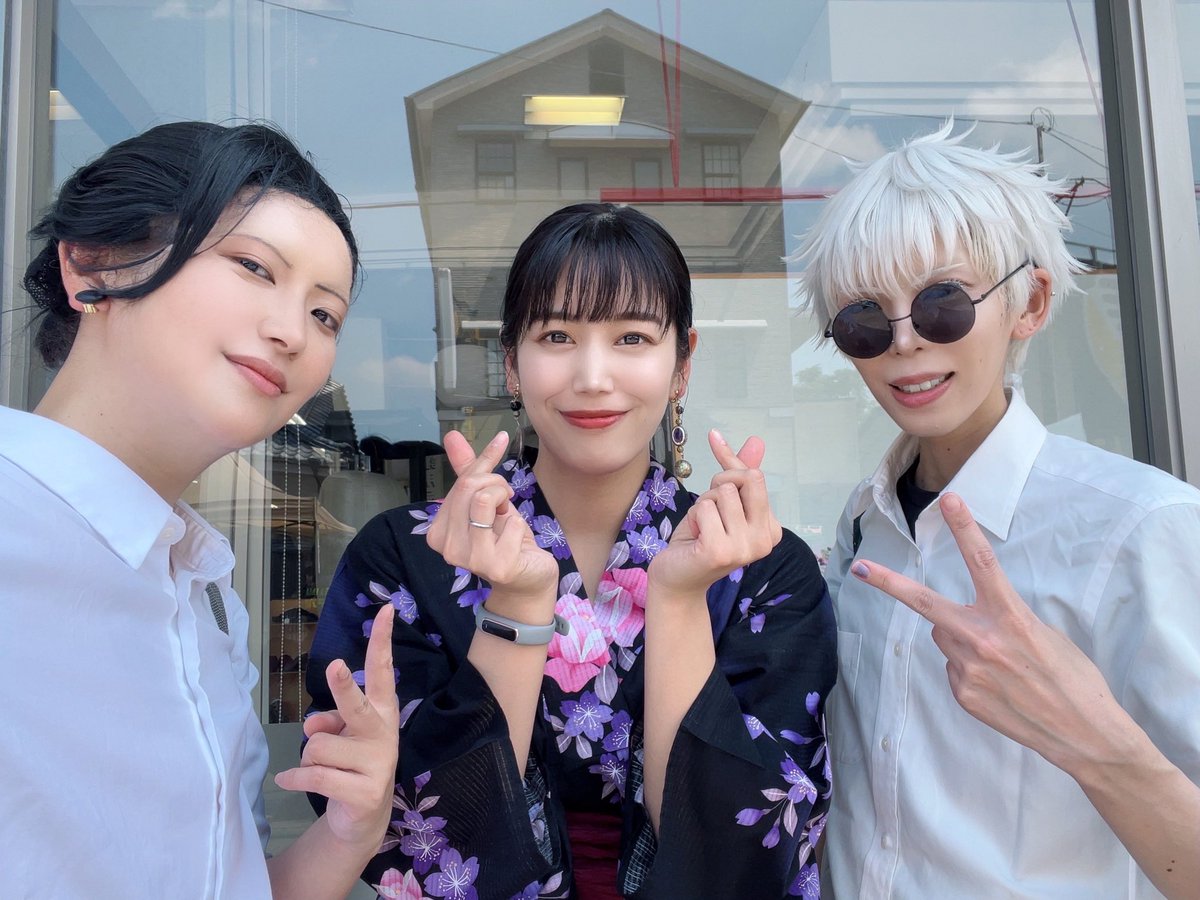 xle_cielx's tweet image. おそほー
離脱しましたー(✌︎  ॑꒳ ॑✌︎)暑かったー🤣
美人外種子田アナウンサーと3ショ🫶
 #たかはるコス