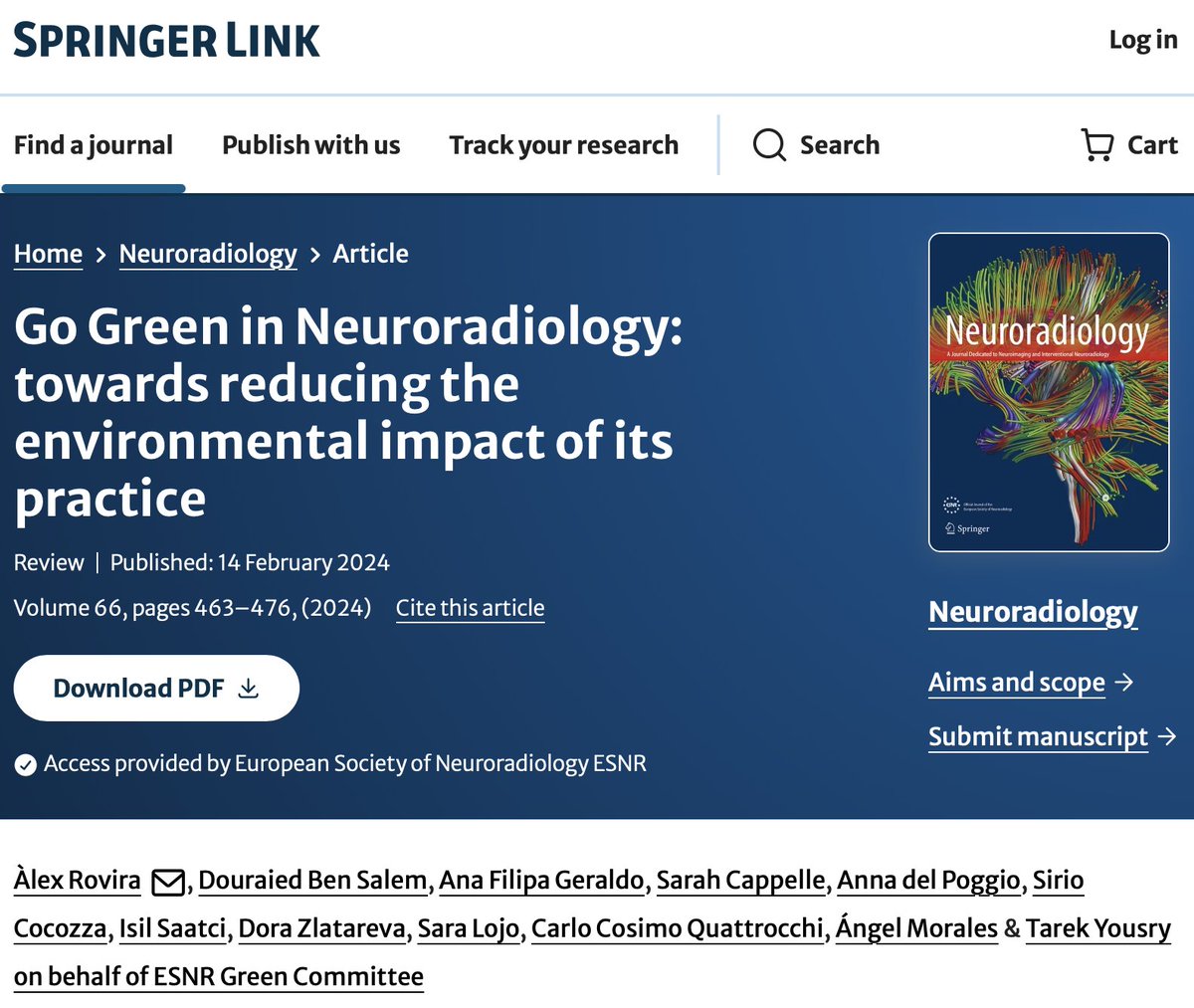 Neuroradiology (@nradjournal) on Twitter photo Go Green in Neuroradiology: towards reducing the environmental impact of its practice, by A Rovira et al on #Neuroradiology April Issue #Neurorad #Sustainability link.springer.com/article/10.100… <a href="/siriococozza/">Sirio Cocozza</a> @drgeraldofilipa Go Green in Neuroradiology: towards reducing the environmental impact of its practice, by A Rovira et al on #Neuroradiology April Issue #Neurorad #Sustainability link.springer.com/article/10.100… <a href="/siriococozza/">Sirio Cocozza</a> @drgeraldofilipa