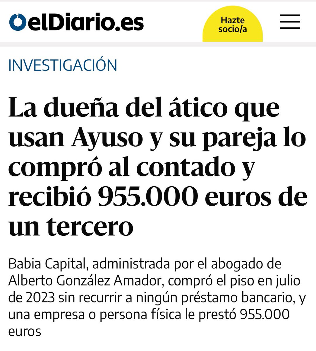J_Zaragoza_'s tweet photo. Ayuso vive en dos pisos por los que no paga nada.
Uno es de un defraudador fiscal confeso y el otro de una empresa que lo compró con fondos de un tercero que se oculta.
Y sigue libre. https://t.co/vV3aNBxRKL