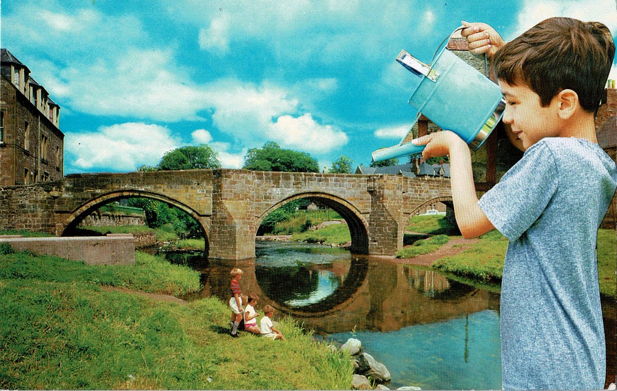 Good morning from The Auld Brigg, Jedburgh

Day 10 in a month of hand-made collaged altered postcards by artist Jean McEwan. 
Available to buy at jeanmcewanartist.bigcartel.com/product/a-mont…
All proceeds are being donated to <a href="/AnimalEquality/">Animal Equality</a> 

#collage #alteredpostcards