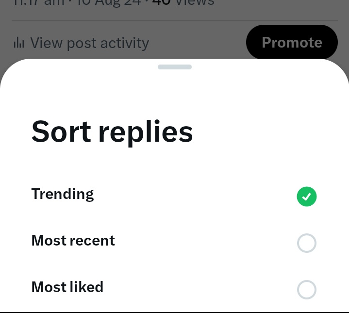 M_Sial6's tweet photo. X continue to update its reply sorting features

This tool is currently being tested and would help highlight the most relevant replies.

#X #xupdates 
#Paris2024 #X_promo https://t.co/gpQIvNhoid