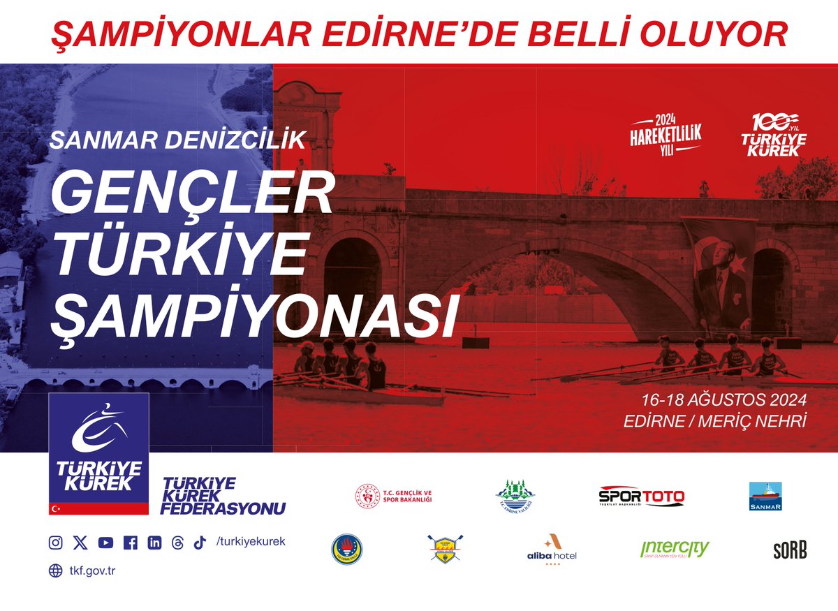 Şampiyonlar #Edirne'de belli oluyor. Edirne Meriç Nehri Kürek Parkuru ikinci büyük organizasyonuna hazırlanıyor. Destekçisi olduğumuz Türkiye Kürek Federasyonu Gençler Türkiye Şampiyonası, 16-18 Ağustos tarihlerinde Meriç Nehri'nde!  <a href="/TurkiyeKurek/">Türkiye Kürek Federasyonu</a> <a href="/edirne_valiligi/">Edirne Valiliği</a> <a href="/Nesimiba/">nesim iba</a>