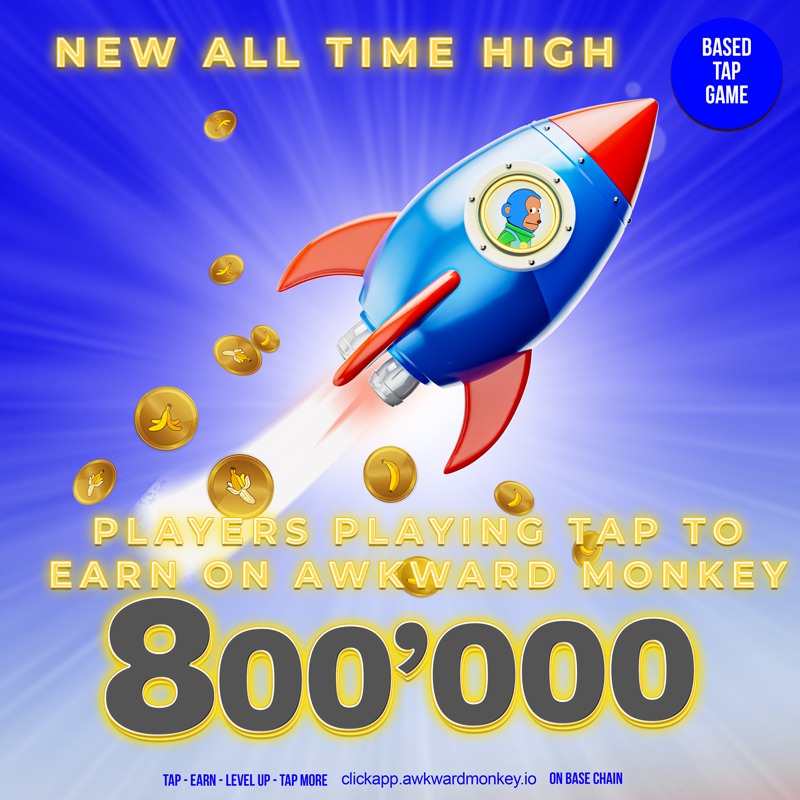 AwkmonkeyBase's tweet photo. 🎉 NEXT MILESTONE! We are growing in a fast pace! 800K users were hitted on Awkward Monkey Tap Game! 📷 NEXT GOAL: 1 MILLION!!

#memecoin #basememecoins https://t.co/8VusiIlVrF