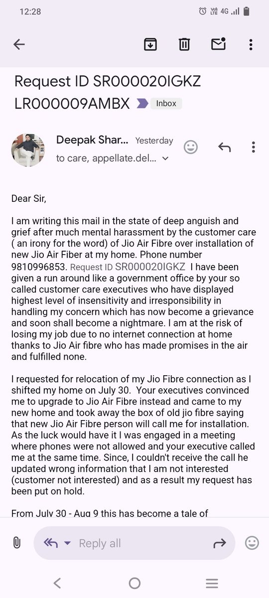 StutiVkb's tweet photo. @JM_Scindia @devusinh @DoT_India @JioCare You all can well imagine the level of mental harrassment Jio has done that i have to literally write to every minister and ministry to get this resolved. All I wanted was jio Air Fibre all jio has given me is mental tension. https://t.co/rHGVay1XWe