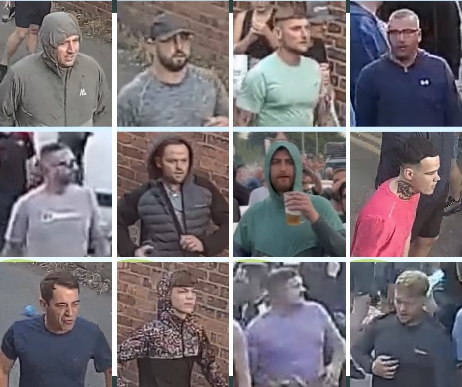 Faces of another 12 people police want to speak to following Merseyside riots 🧵👇