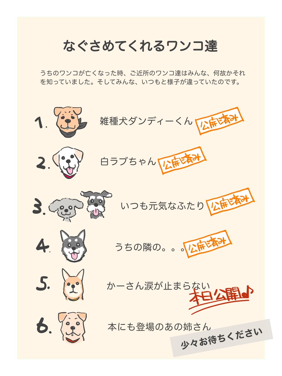 愛犬を失った時、ご近所のワンコ達がみんなしてなぐさめてくれたのですが、このコはあまり面識のないコだったので、本当に驚きました。(3/3)

#秘密結社老犬倶楽部天国支部
#ワンコ17歳 #サエタカ 
#犬のいる暮らし
#老犬 #老犬介護 #シニア犬
#犬 #dog #ワンコ #ペット #愛犬 
#犬漫画
#漫画 