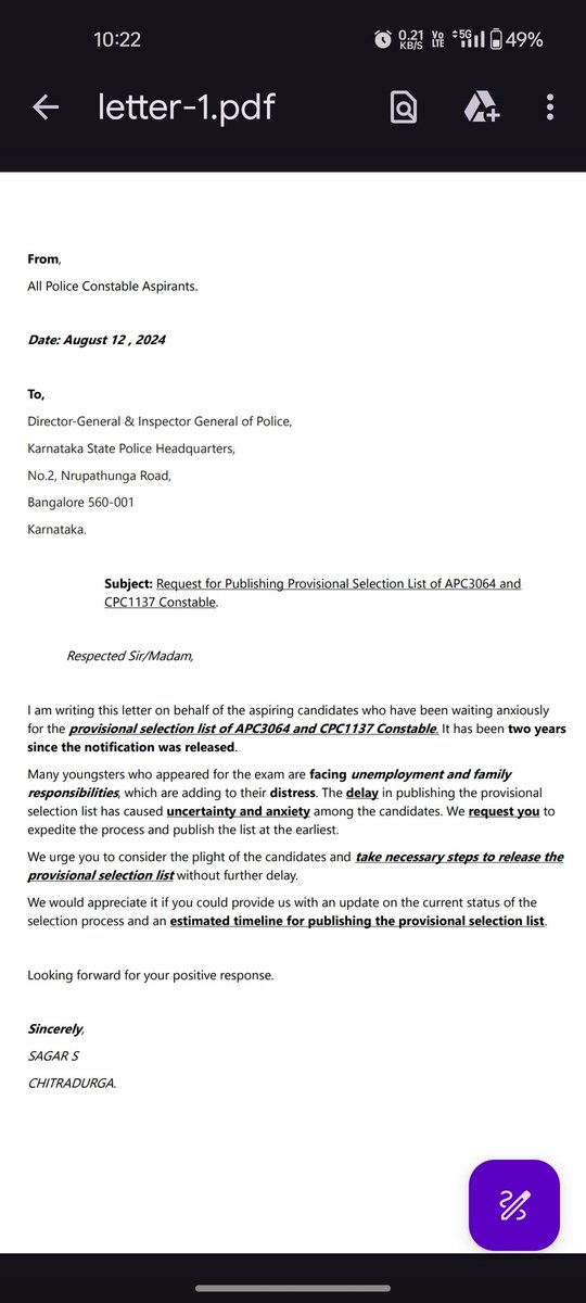 garasagar's tweet photo. @DgpKarnataka @DrParameshwara @CPBlr
We are anxiously waiting for provisional list. Delay of 2years has caused uncertainty and financial burden on our families.
Requesting you to direct an order to publish results in one or two working days.
Thank you. https://t.co/iTF1gLWLu1