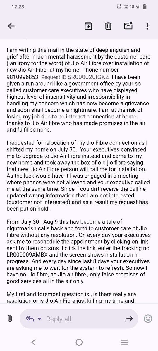 StutiVkb's tweet photo. @JM_Scindia @AshwiniVaishnaw @devusinh @PMOIndia @GoI_MeitY Worst is not even Sanjay Tiku appellate authority of Jio Del NCR is responding. No one is giving me resolution they are just passing time giving vague replies. My job is at stake.
Does @JioCare or @DoT_India realise that https://t.co/8fZT1hO1pt