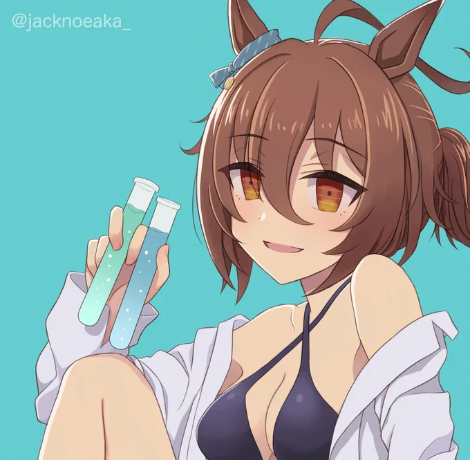 夏なので白衣水着タキオンが必要なので描いた 