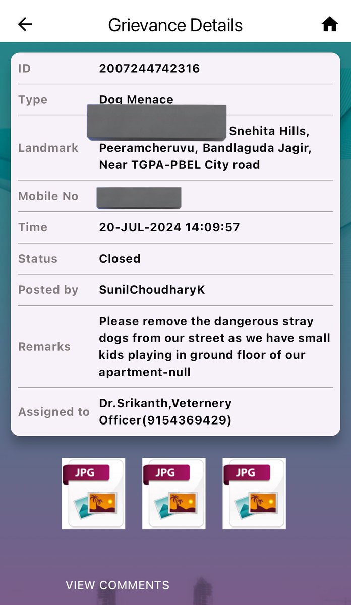 TheonlySCK's tweet photo. What is use of initiating dog menace request on GHMC app? Third time i got the same rejection but no action yet.. @CommissionrGHMC  @GHMCOnline @gadwalvijayainc Request your help..We have many toddlers playing in society premises.. #ghmc https://t.co/ARbPeSJ1bH