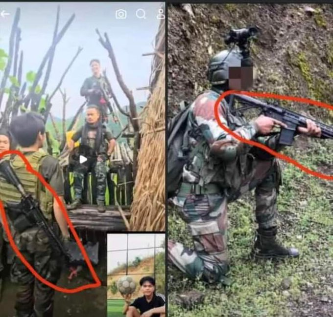 Why are #IndianArmy 's <a href="/Spearcorps/">SpearCorps.IndianArmy</a> SIG Sauer 716 rifles ending up in the hands of #KukiTerrorists ? 
What are they hiding from us? 
Who's betraying the nation by arming these militants? The truth must come out! 
#ManipurCrisis #WakeUpIndia #Betrayal 
<a href="/ramindesai/">Rami Niranjan Desai</a> <a href="/VladAdiReturns/">Vladimir Adityanath</a>