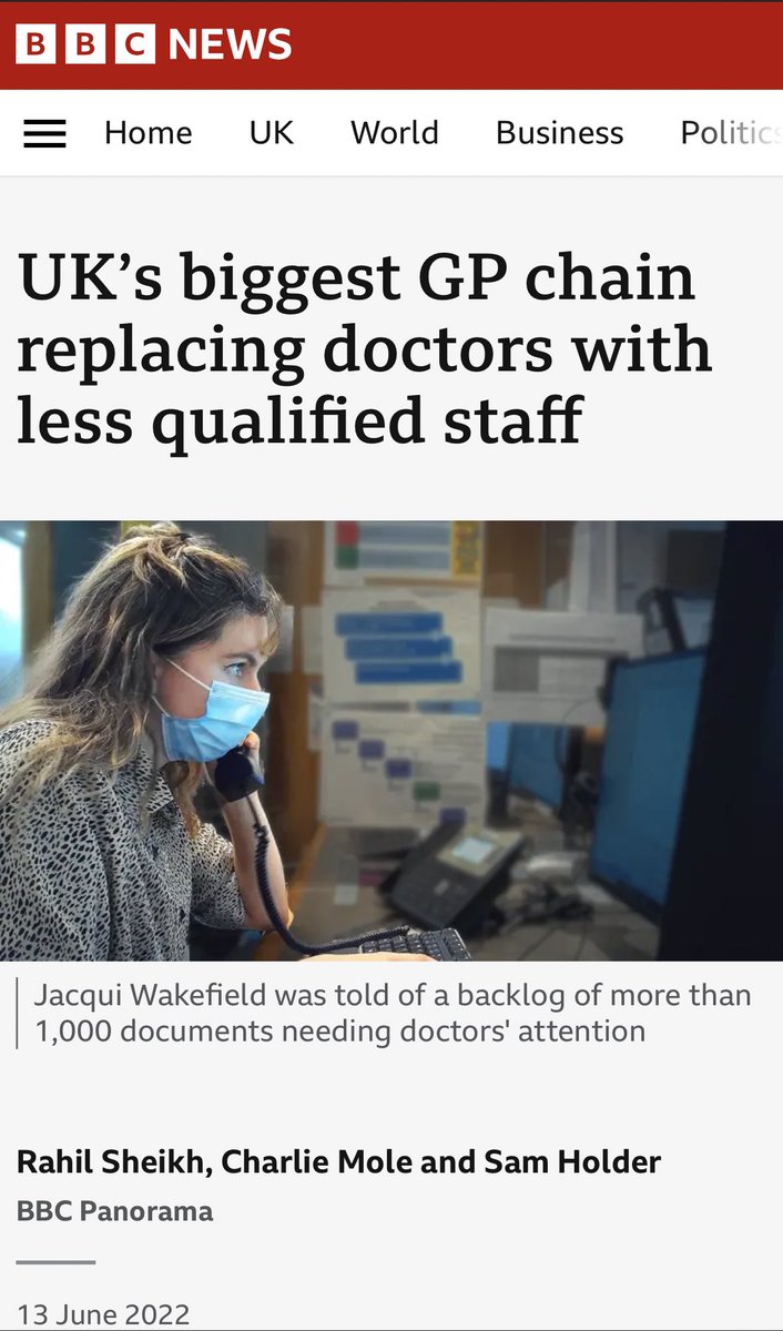 iDrSunny's tweet photo. This was raised 2 years ago. 

Since then it has become exponentially more widespread. 

We are heading towards NHS primary care being completely delivered by PAs/ACPs/ANPs and no GPs 

The only people this is good for are corporates - increased activity means increased 💰 https://t.co/pqIfPXQ0Rp