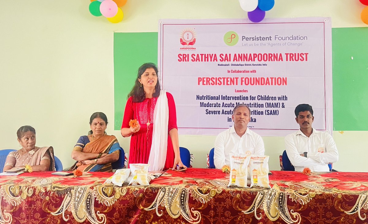 annapoornatrust's tweet image. Sri Sathya Sai Annapoorna Trust, in collaboration with Persistent Foundation of Persistent Systems, is continuing a drive to provide a nutritional health mix in the form of SaiSure to children who come under the category of SAM &amp;amp; MAM in Sidlaghatta Taluk of Karnataka.