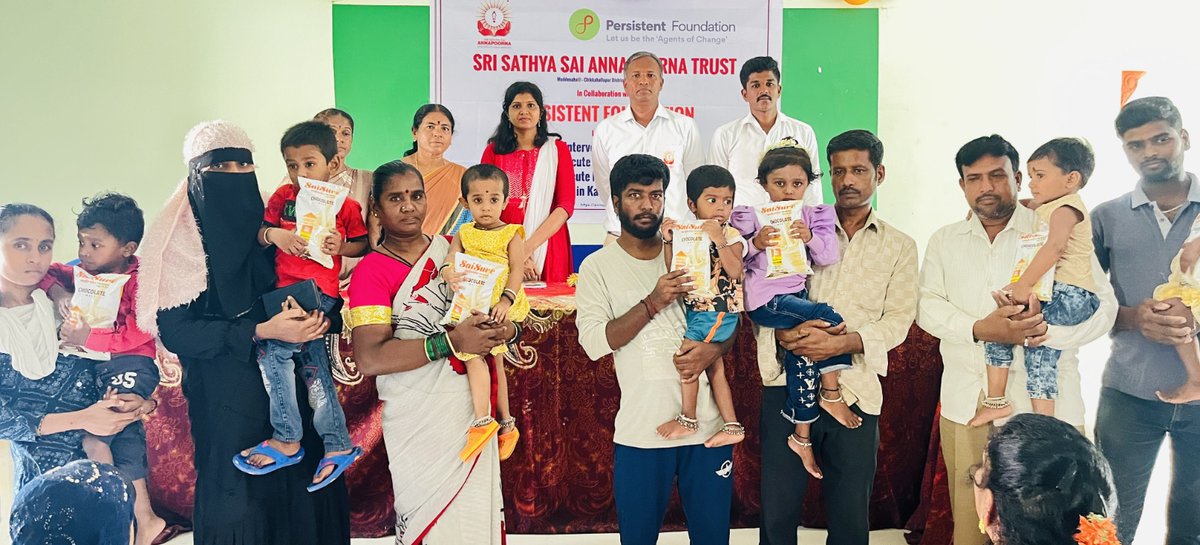 annapoornatrust's tweet image. Sri Sathya Sai Annapoorna Trust, in collaboration with Persistent Foundation of Persistent Systems, is continuing a drive to provide a nutritional health mix in the form of SaiSure to children who come under the category of SAM &amp;amp; MAM in Sidlaghatta Taluk of Karnataka.