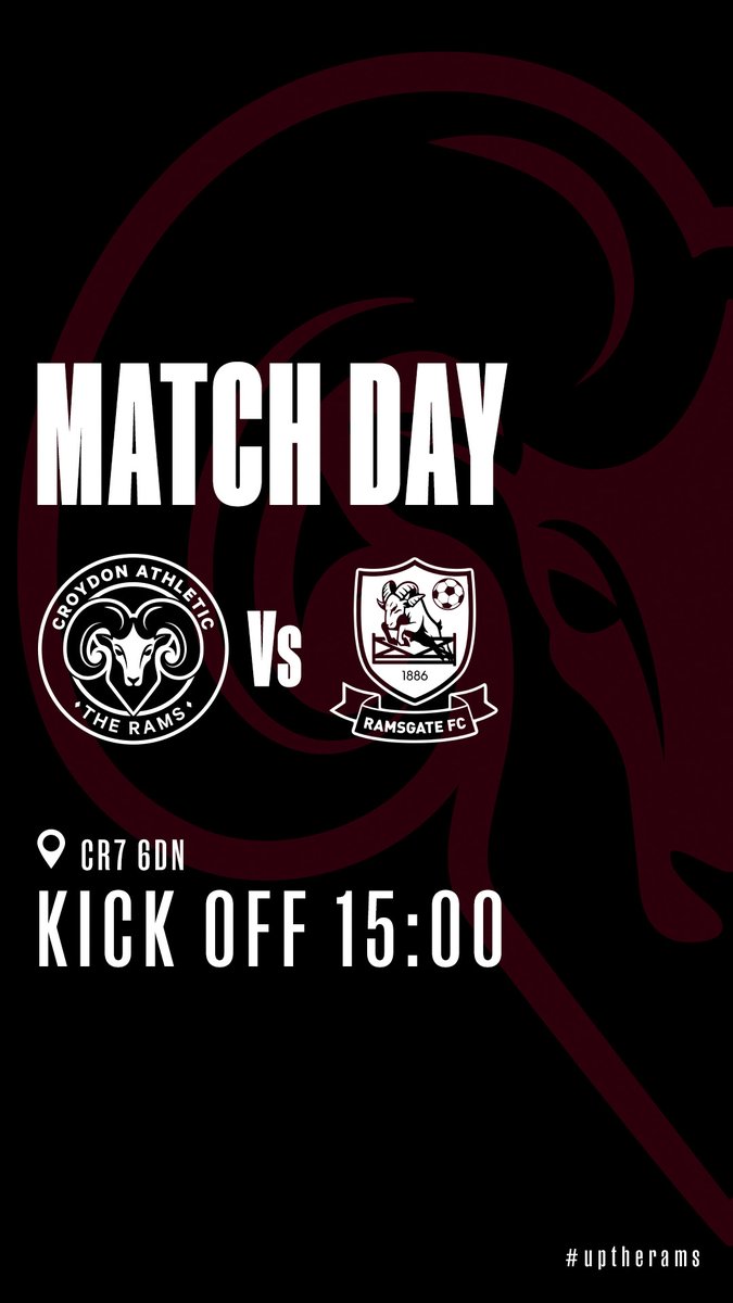 CroydonAth's tweet image. ⚽️ First League Game of the Season! ⚽️

CROYDON ATHLETIC 🆚️ @RamsgateFC in the Isthmian League

Come down and support the team as we kick off our campaign. 

⏰ 15:00 | 📍 CR7 6DN | 🎟 Pay on the gate | 🍔🍺available

#UpTheRams #IsthmianLeague #SupportLocalFootball #MatchDay