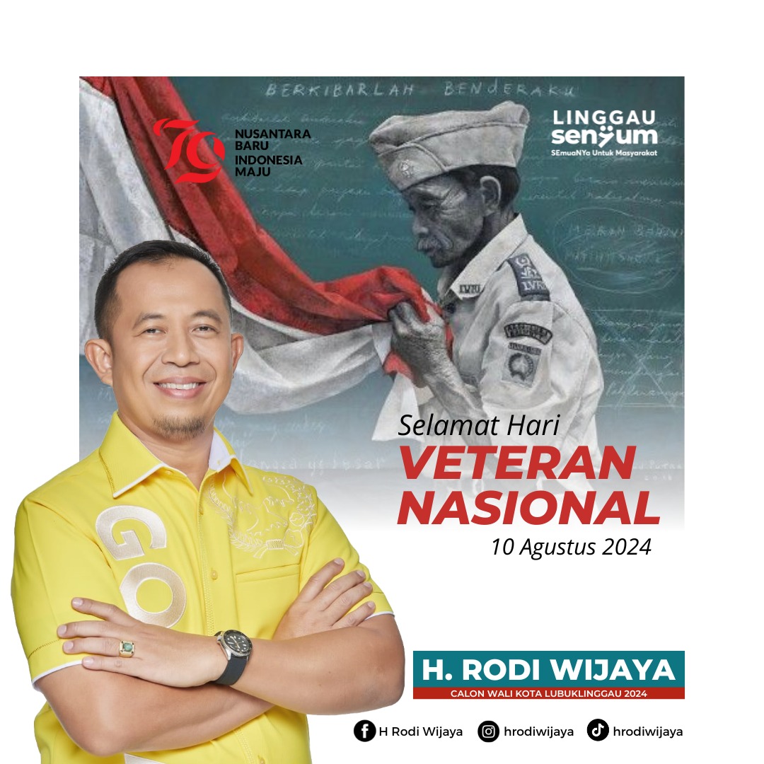 rianidiana2's tweet photo. Selamat Hari Veteran Nasional.
#RodiWijaya #LinggauSenyum #CalonWalikota #Rois #HRW #LubukLinggau #HRodiWijaya #PilkadaLubukLinggau #PilwakotLubukLinggau2024
#CalonWalikotaRodiWijaya https://t.co/ZK0h2Uj3mI