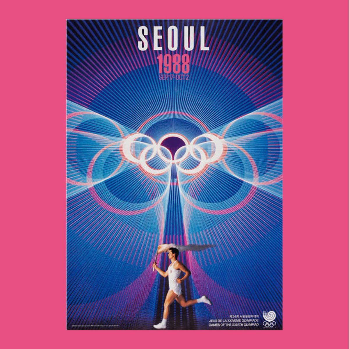 PeoplesGDArc's tweet photo. Official poster for Seoul Olympics 1988 by Cho Young Jae. As designer, art director, and project manager, Cho raised Korean design to an international stage.

archived by unknown  
social media post by @saraanh_

#PeoplesGDArchive #GDArchive 
#80s #Olympics #KoreanDesign https://t.co/8IxnoXqDOL