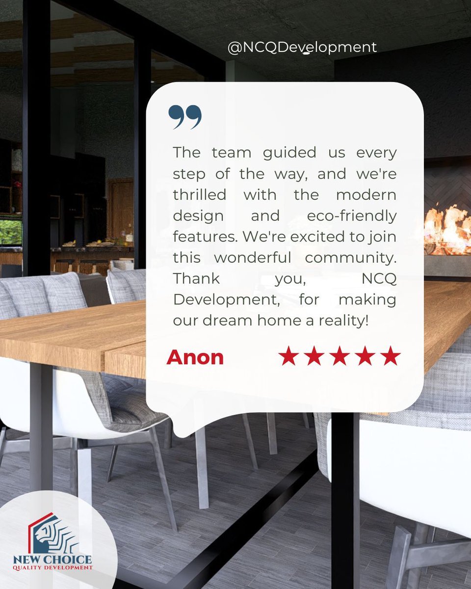 NCQDevelopment's tweet image. Another great review from one of our clients! 

#Review #CustomerFeedback #NCQDevelopment #BlueSlateEstate