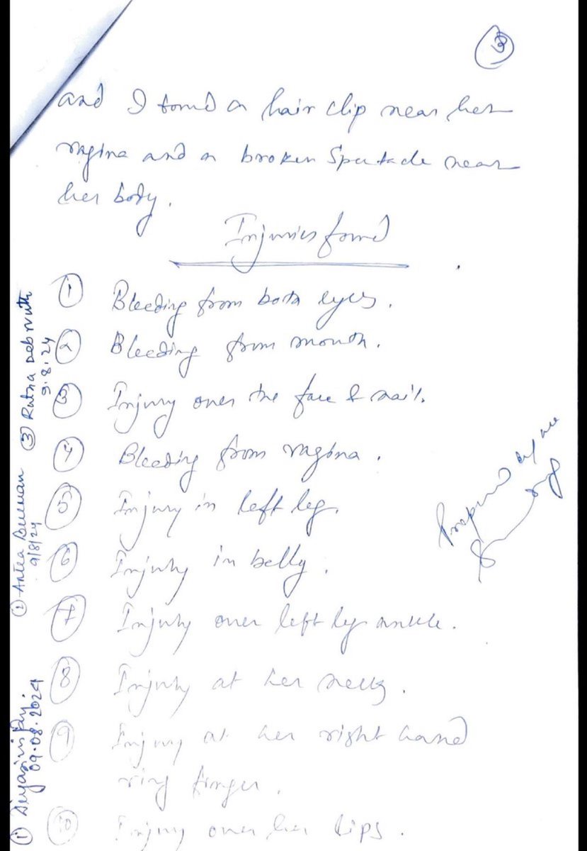 Bleeding frm both eyes, mouth, bleeding frm private parts of body &amp; d list of injuries below mentioned in d PM reports shows hw brutally d PGT doctor was raped &amp; brutally murdered !

The criminal behind this brutal rape &amp; murder case must hanged till death 
#RGKar 
#Kolkata