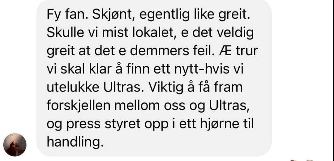 Lurt dette Johanne! Tidligere tifosjef som skal still styret til veggs, skriv i rett gruppe neste gang tifo gjengen din planlegg ting som dette 😂