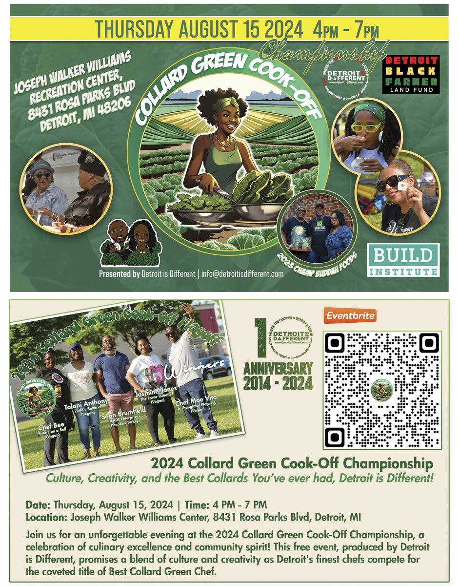RiverwiseDet's tweet image. If you missed the first one, you definitely don't want to miss the championship! We'll be out to support our good friends Detroit is Different for the next #collardgreencookoff! Experience the joy of community and get a taste of some of the best collards Detroit has to offer!