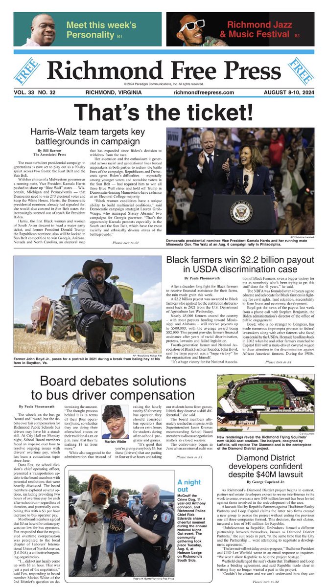 FreePressRVA's tweet photo. ICYMI : our latest edition! Pick us up π° or read us online: https://t.co/yFLu6n0G3b Check out stories by staff writers @GCopeland_jr and @paulajpho_ ! Also take in the photojournalism of RFP staffers #SandraSellars & @reginahboone along w/ the work of @bxpnyc ! #RVA #RFPStrong https://t.co/kXTnpYGsag