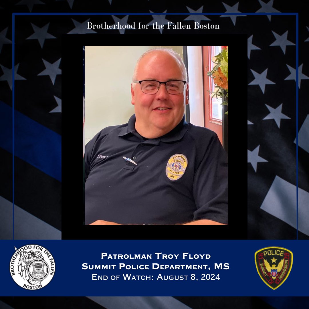 We are heartbroken to announce the passing of Patrolman Troy Floyd of the Summit, Mississippi Police Department who was shot and killed while conducting a traffic checkpoint on August 8, 2024. 

May you rest in peace brother 🙏🏻💙 We have the watch.
