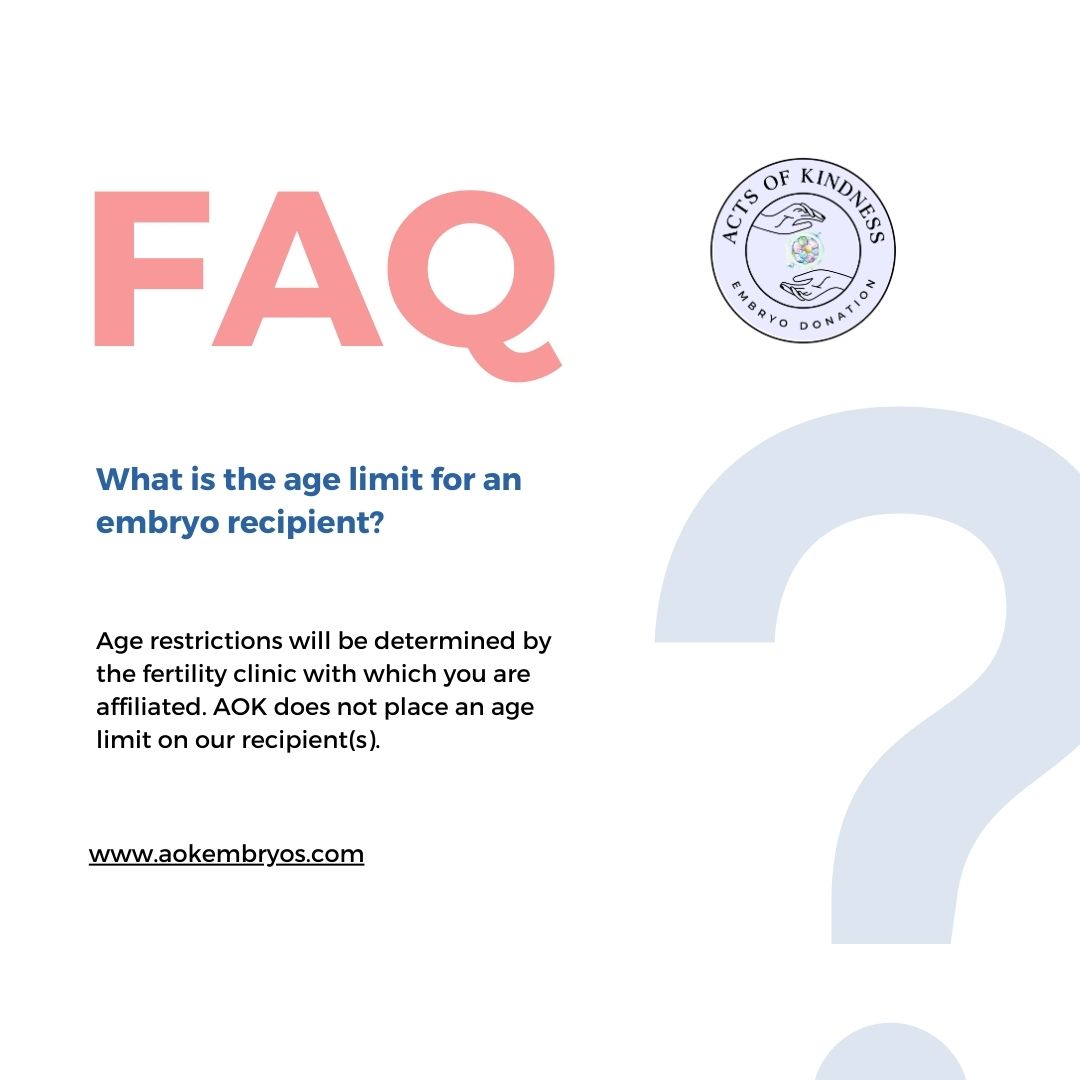 AOKEMBRYOS's tweet photo. Curious about age limits for embryo recipients? At AOK Embryo Donation, we don't place age limits on our recipients. Age restrictions are determined by your affiliated fertility clinic. 

Learn More: 
🌐https://t.co/2jzoetjZpj

#EmbryoDonation #FamilyDreams #AOKEmbryoDonationFAQ https://t.co/6lPEB3qz23