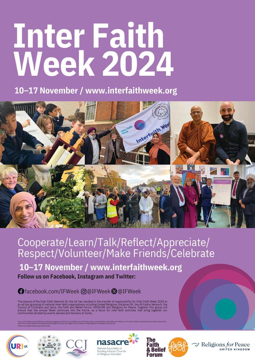 Visit interfaithweek.org to register your activities and also find out whats happening in your area or online for #InterFaithWeek 10 - 17 November, or to find ideas for quick plan activities if you'd like to mark it that way!