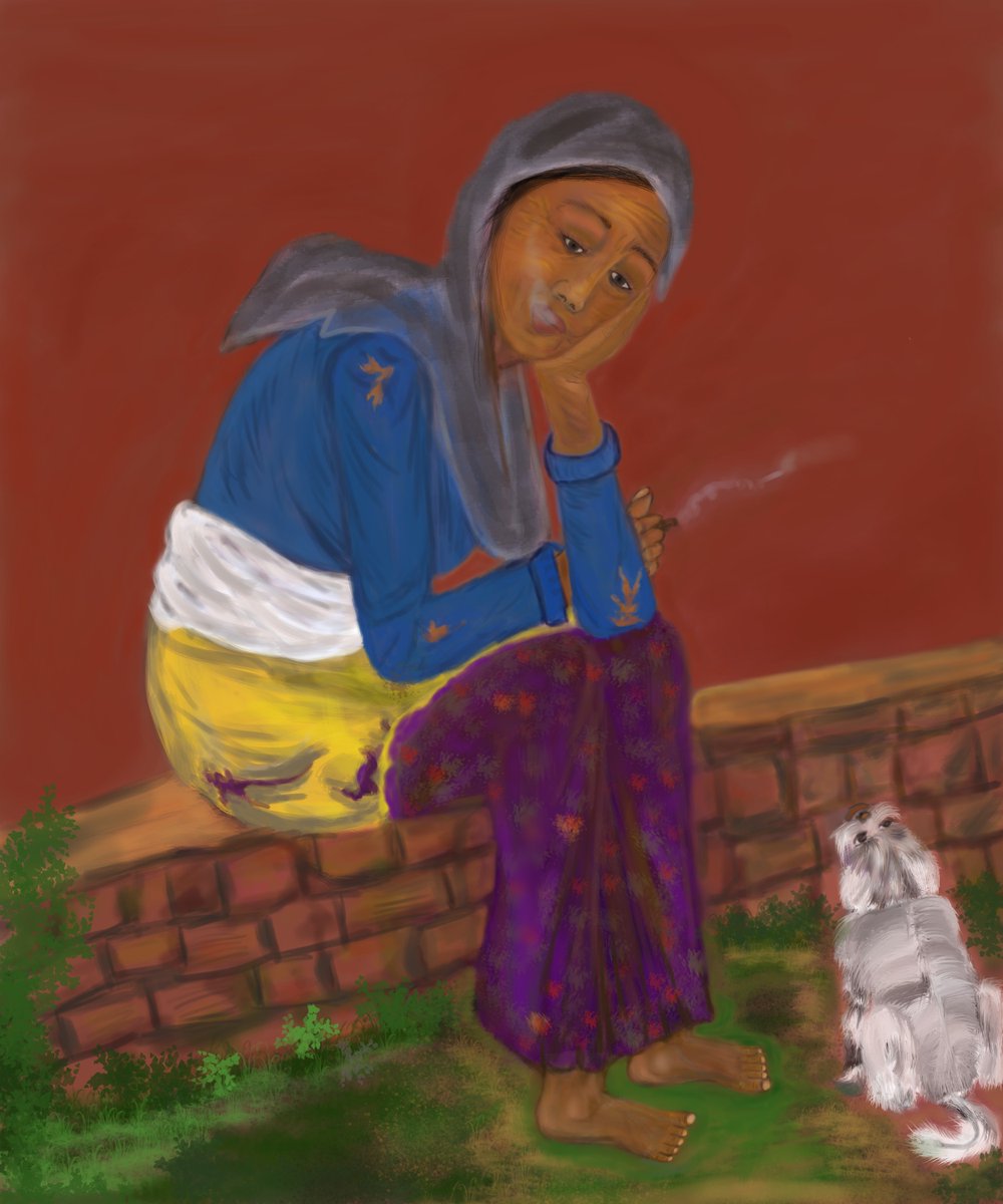 A poor, lonely woman is smoking, accompanied only by her dog.

opensea.io/collection/wom…

#NFTCommunity