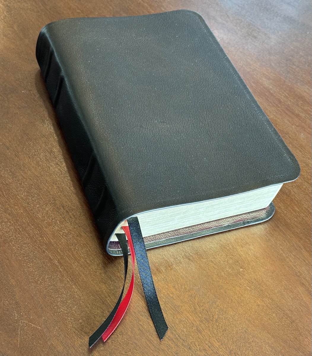 A recent rebind I got to do for a gentleman I met here on, X.  
Happy to breathe some new life into this well-loved Bible.