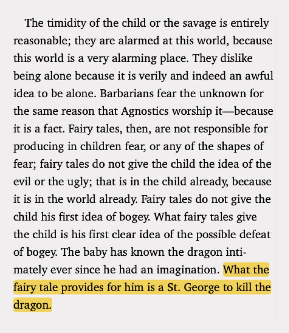 tillwehvfaces's tweet image. Chesterton on why children ought to be told fairy tales. So good