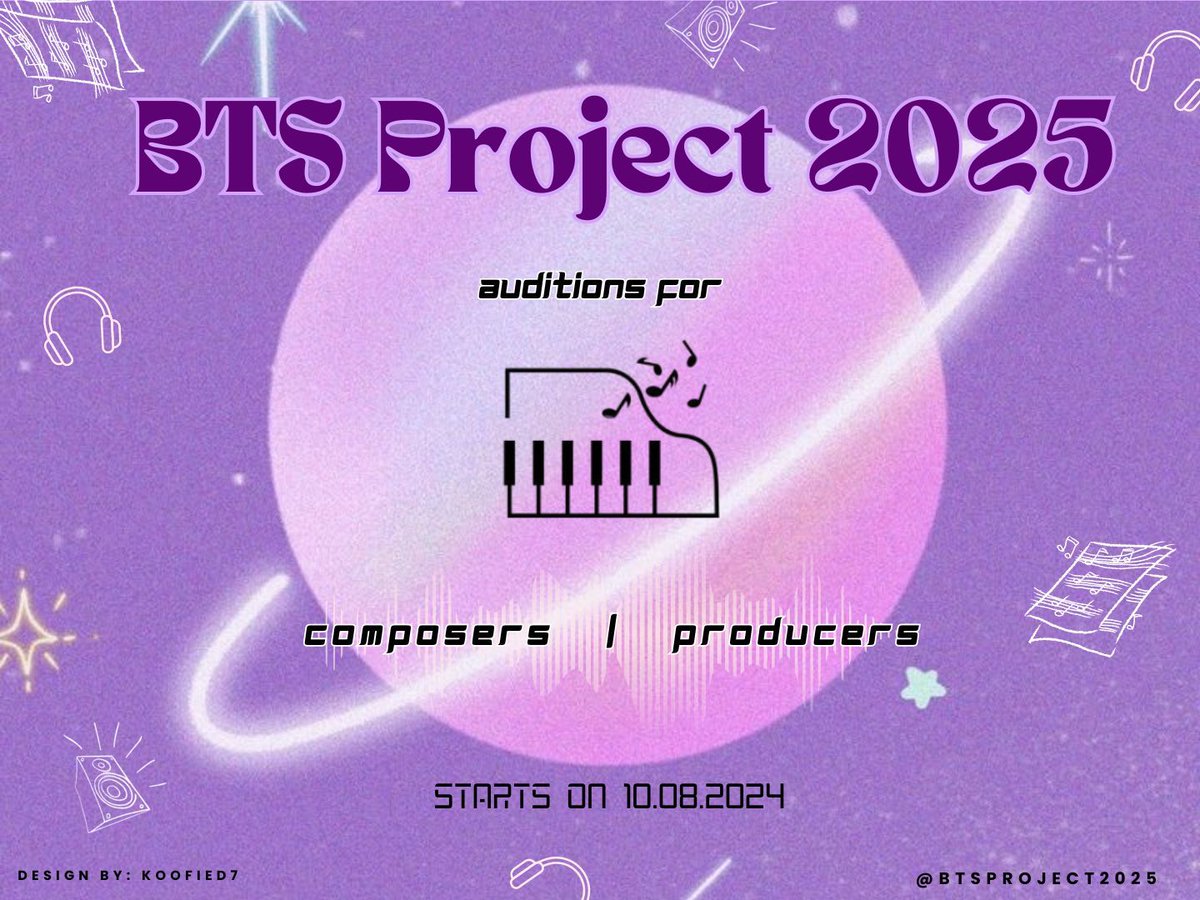 BTSPROJECT2025's tweet photo. Hello, We Are 2! 3! ARMYs 💜 
We are very excited to announce that auditions are now open for Producers and Composers.
Fill out the google form attached ⬇️
We hope to see your enthusiasm in this and upcoming auditions as well.
#DulSetARMYs
#FestaProject2025
#BTSProject2025 https://t.co/5TS6JXUHVS