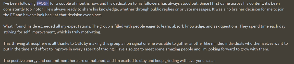 Orderandflow's tweet photo. FZ Membership Giveaway

Decided to giveaway 2x 3 month membership passes to my private educational hub - The Flow Zone.

The groups been running just over a month and have had incredible feedback so far. Makes a big difference to my day to day knowing i'm helping others develop their trading skills, and doing so at such a fast rate.

To apply: like, comment and RT, and i'll be picking 2 winners mid next week.

Have a lovely weekend everyone 🤝.